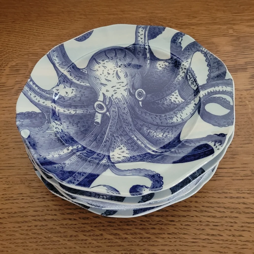 Anthropologie From the Deep Desert plates - set of 4 - Octopus